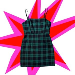 Green and Black Plaid Dress